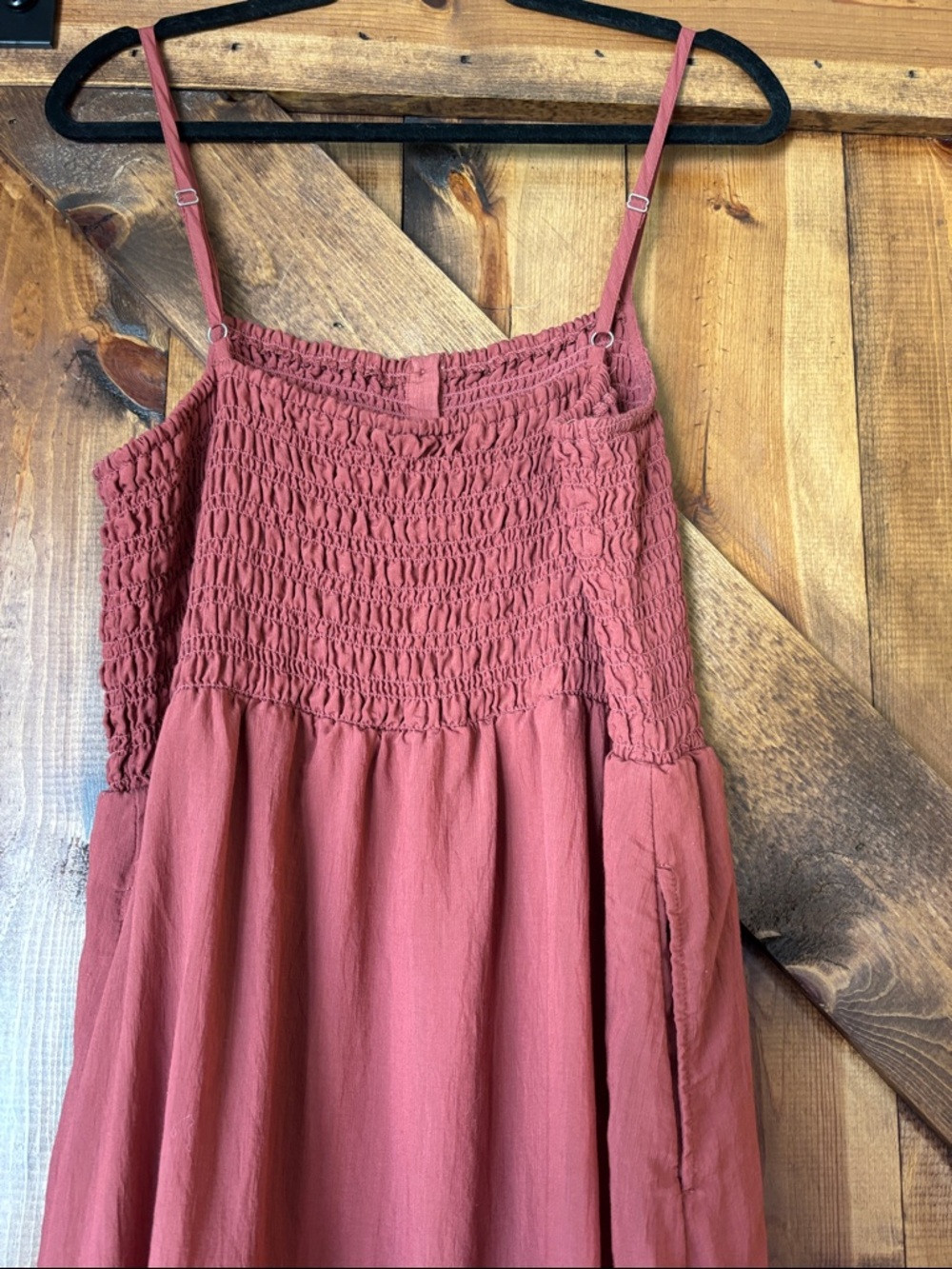 Smocked Spaghetti Strap Maxi Dress - Dusty Rose - Picture 7 of 10